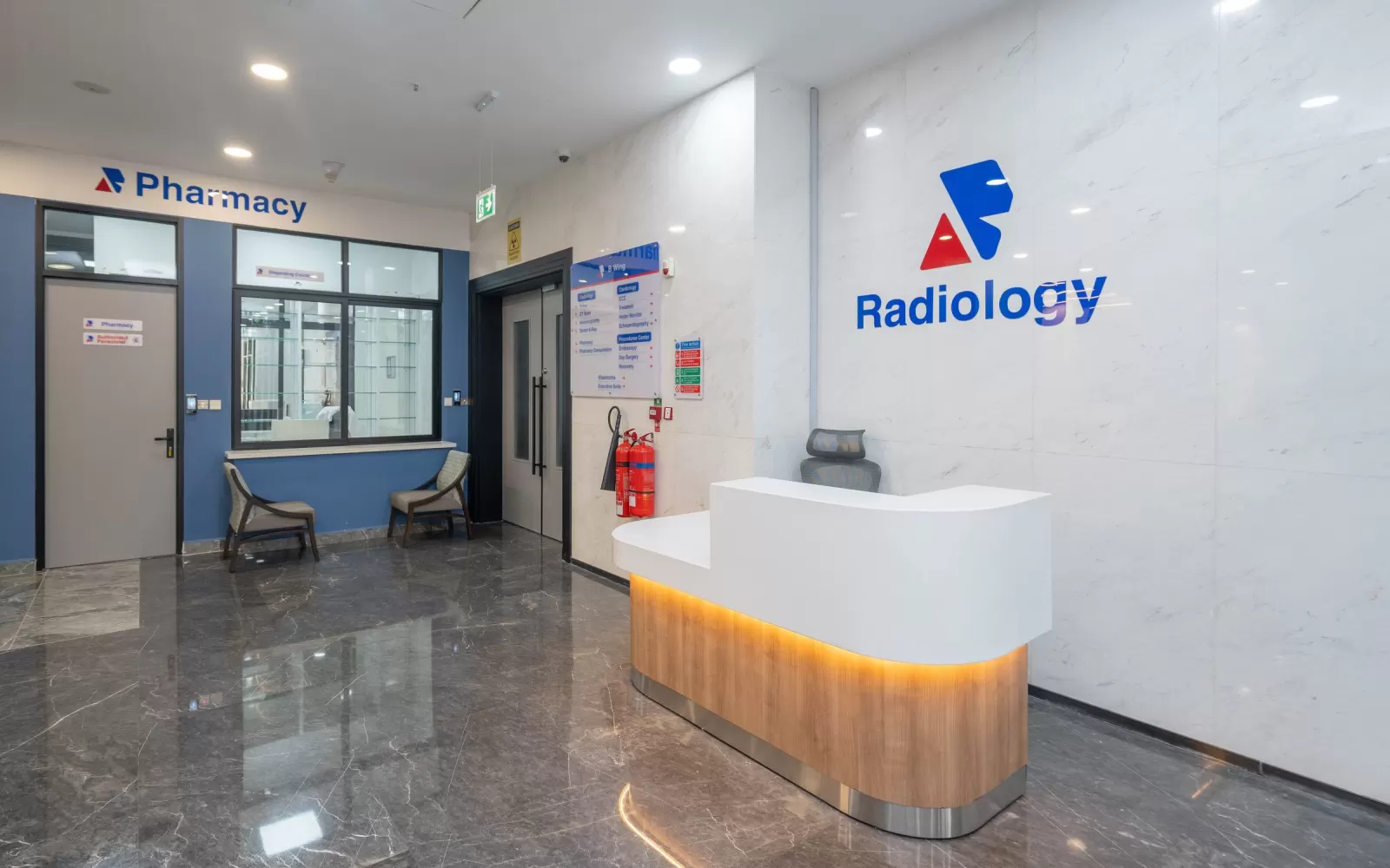 Radiology imaging centre reception at AmeriHealth Africa